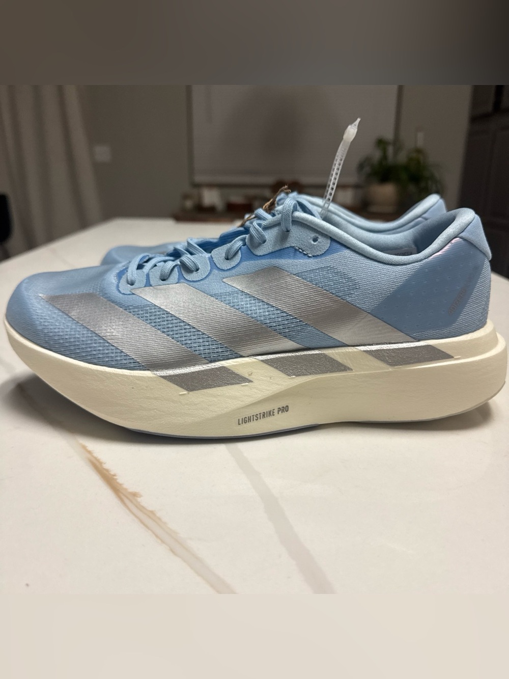 Adidas Women's Adizero Evo SL 'Glow Blue Silver Metallic' JS4453 size 9.5